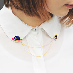 U-PICK Original Life Fried Egg Snow Mountain Mount Fuji Star Alloy Cute Collar Pin Brooch Pin Collar Chain