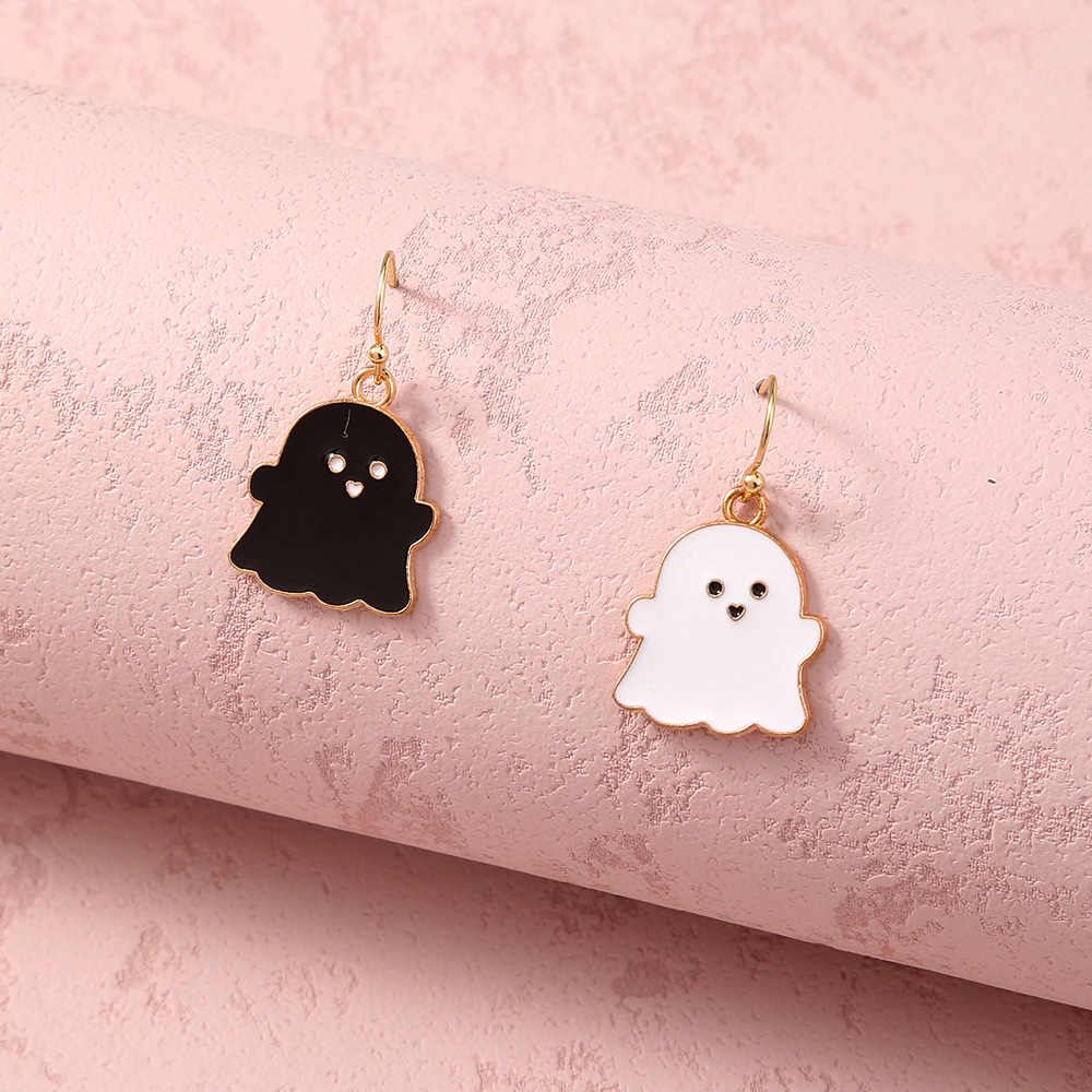 Halloween White Black Ghost Earrings Wholesale Nihaojewelry display picture 7