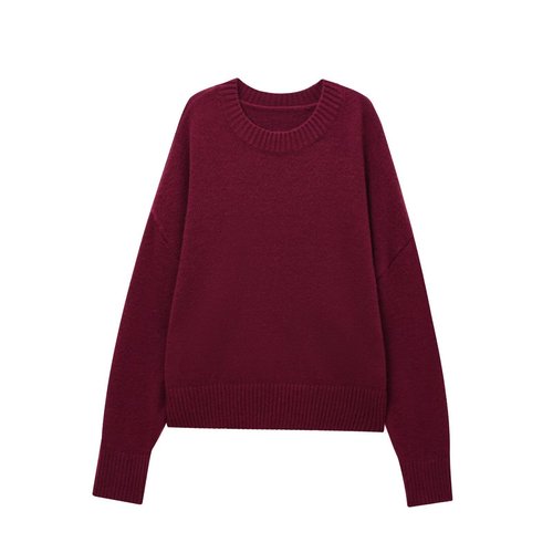 Alibaba.com Cross-border European and American Women's Fashion Wholesale 2025 Early Spring New Cross-border Round Neck Long Sleeve Knit Sweater