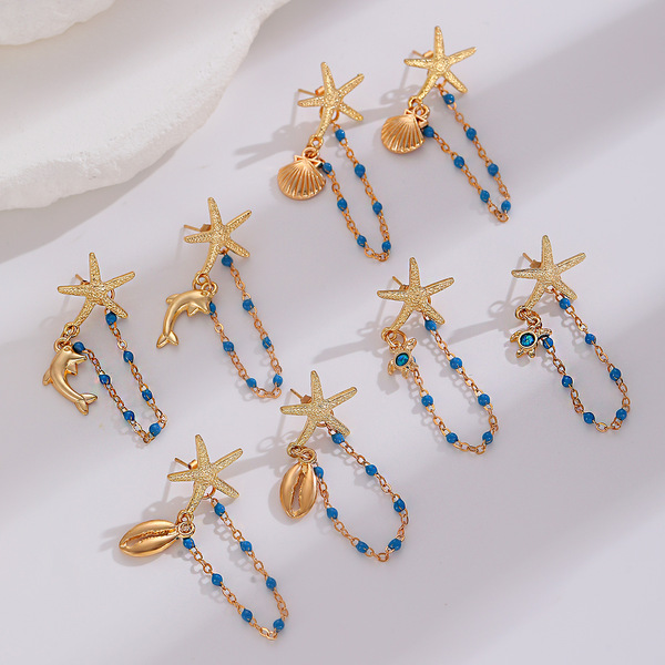 Fashionable universal earrings with tassels from pearl