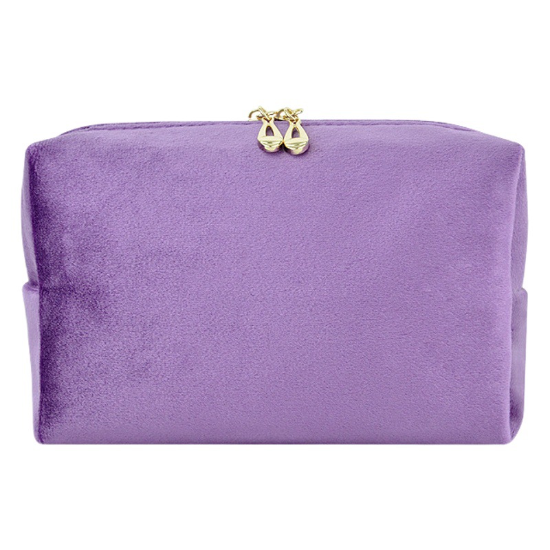 Dopamine Plush Fabric Octagonal Cosmetic Bag, Portable Velvet Clutch Bag for Outings, Simple Toiletries Storage Bag