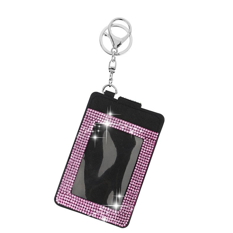 Cross-Border Hot-Selling Rhinestone Card Holder, Large Capacity, Multiple Color Options, Small Card Slots, Compact Leather Pu Card Case for Women