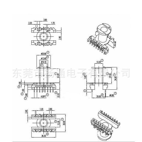 ER2834变压器骨架电源骨架ER28骨架立式9+9脚磁芯开放式电子三相