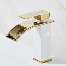瀑布洗脸盆宽嘴水龙头创意自然弯银色卫生间冷热双用浴室水龙头