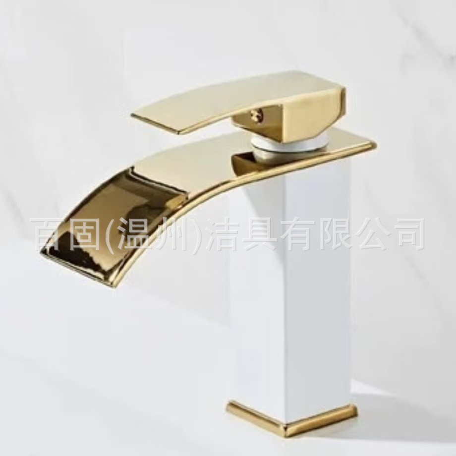 Waterfall Washbasin Wide Mouth Faucet Creative Natural Curved Silver Bathroom Hot and Cold Dual-Use Bathroom Faucet