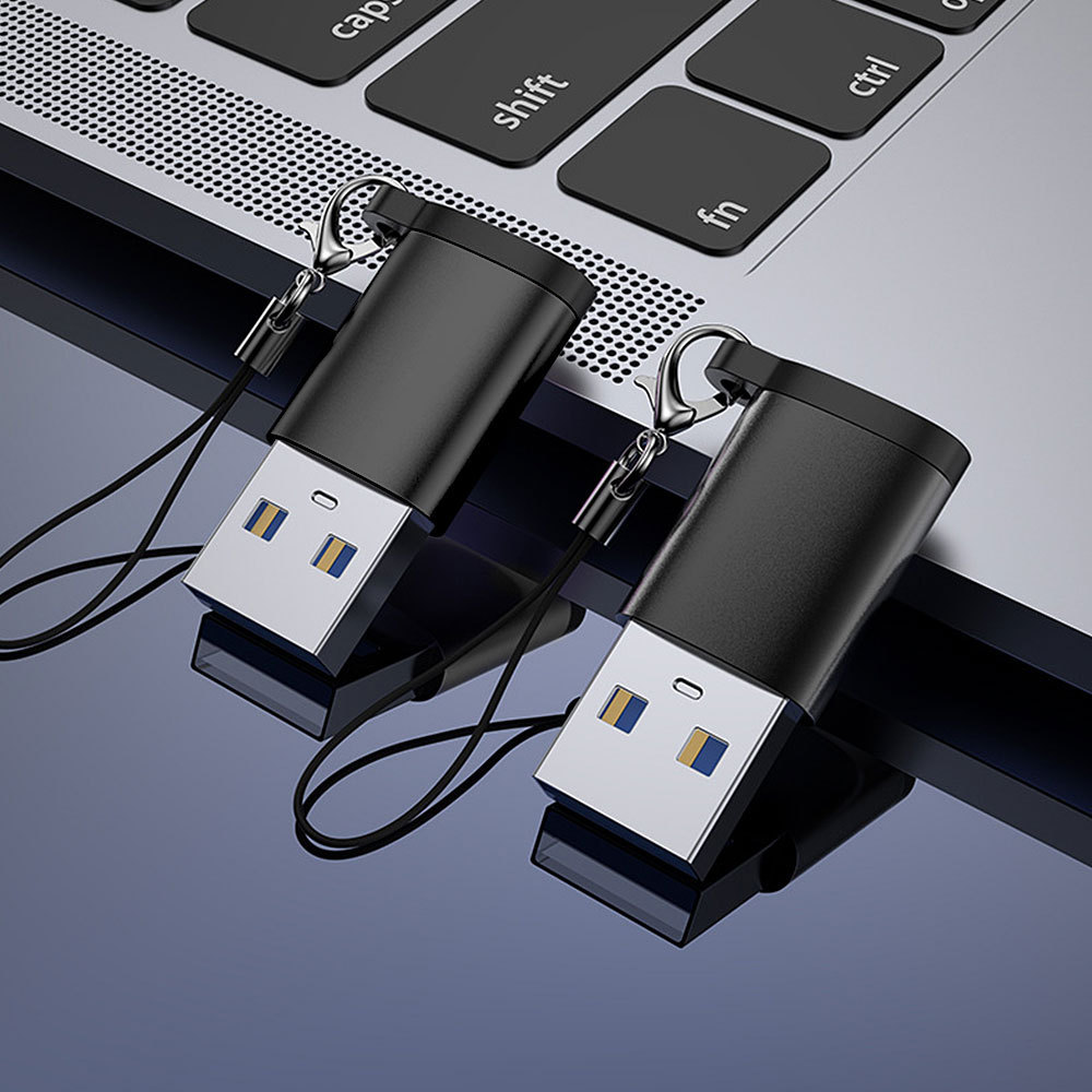 TYPE-C母转USB3.0转换头带挂绳手机充电数据usb转typec转接头