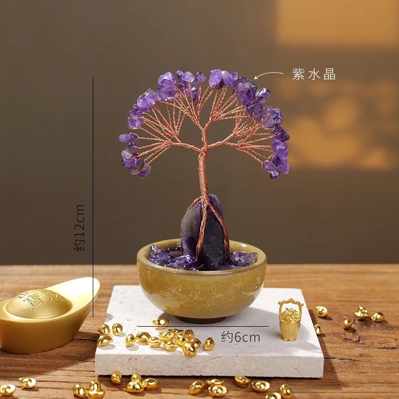 天然水晶发财树水晶树水晶摆件聚宝盆水晶摆件招财摆件水晶树摆件|undefined