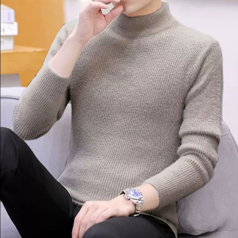 厂家批发男士加厚冬季毛衣半高领2025新款时尚针织衫青少年毛衣