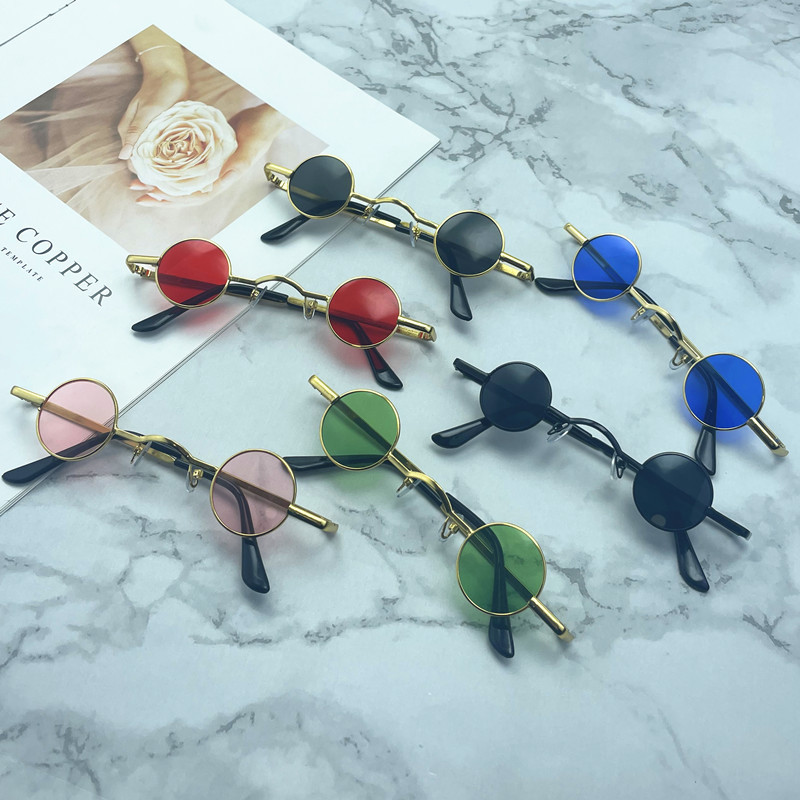 Mini Small Sunglasses Men's Trendy Funny Round Retro Small Frame Sunglasses Round Frame Internet Celebrity Hip Hop Funny Personalized Glasses