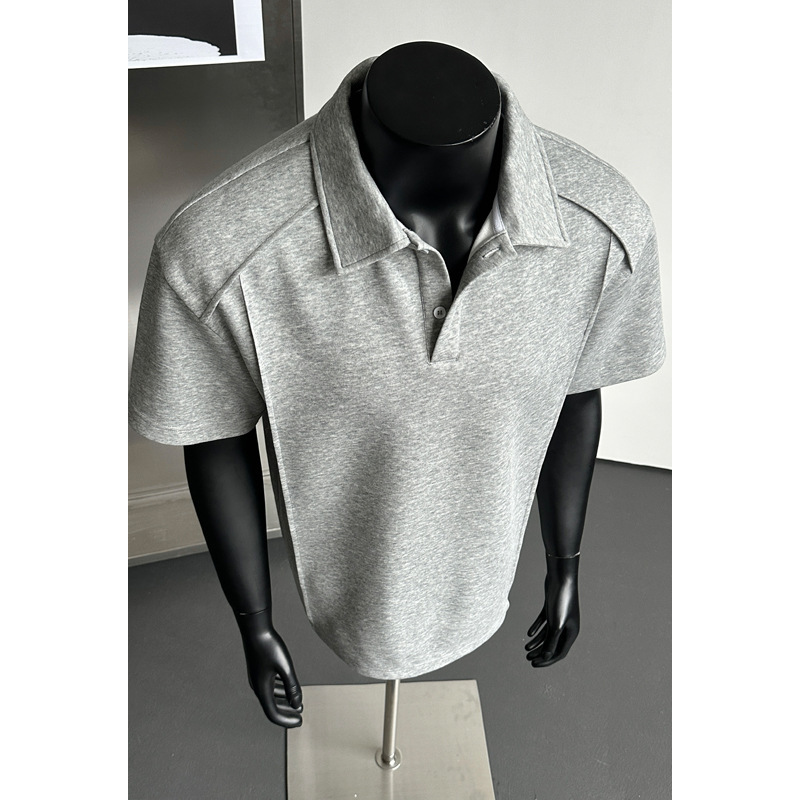 American-Style Solid Color Deconstructed Patchwork Polo Shirt for Men, Short-Sleeve, Trendy Cleanfit, Old Money Style, Regular Shoulder, Turn-Down Collar, Half-Sleeve American-Style Solid Color Deconstructed Patchwork Polo Shirt for Men, Short-Sleeve, Trendy Cleanfit, Old Money Style, Regular Shoulder, Turn-Down Collar, Half-Sleeve