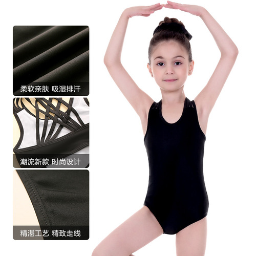 Children's baby ballet performance leotard tops black sling bodysuit for girls gymnastics clothes performance dance practice clothes ballet dance body tops