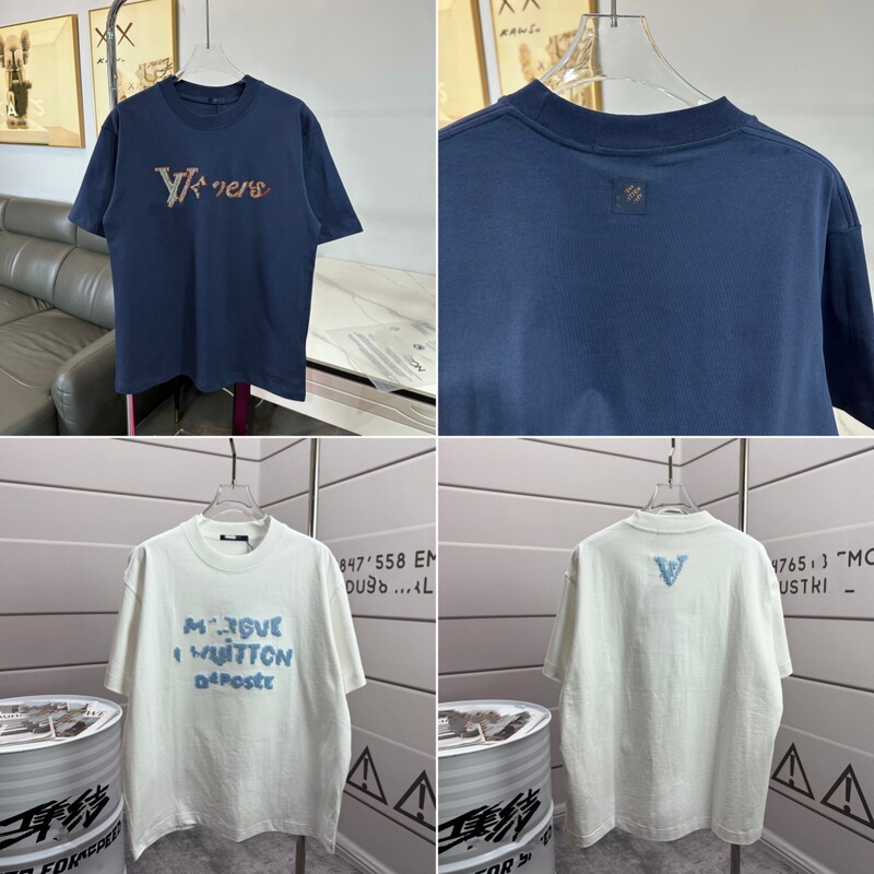 New Dior Embroidered Logo T-Shirt with Correct Lettering for Men and Women, Short-Sleeve Round Neck Top, Cross-Border