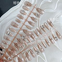 30片手工光療穿戴甲野性豹紋滿鑽美甲片高級顯白指甲片