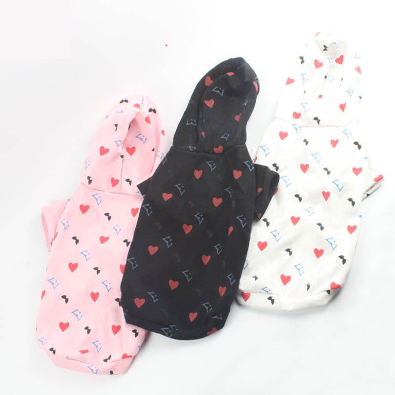Pet fashion brand printed sweater love hoodie French bucket bear medium and small dog clothing clothes