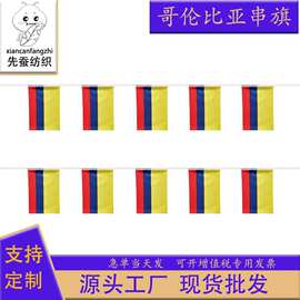 14*21cm哥伦比亚串旗 方形球迷旗帜 20*28cm吊旗涤纶拉旗厂家现货