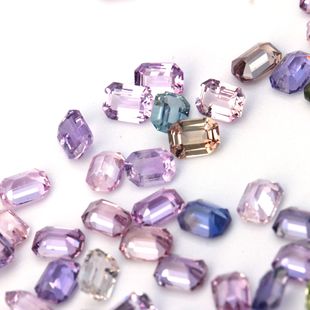 Madagascar Natural Color Sapphire Small Size Square Chamfer Bare Stone Color Series Stone Source Factory