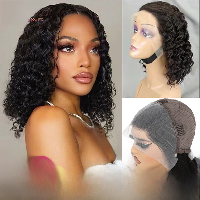 Afrikanische grenzüberschreitende Frontspitzen-Kopfbedeckung, gummifreie Haarabdeckung, Full Frontal BoB Wig, Echthaar-Perücke, Wellenkopf_voghion.com