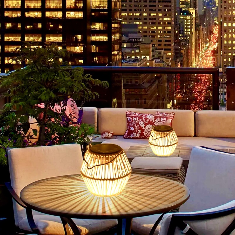 Small Chandelier, Solar Garden Light, Satchel Lantern, Pastoral Outdoor Waterproof Table Lamp, Wind Lamp, Hanging Lamp, Projection Bamboo Lamp