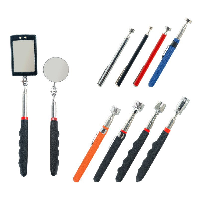 Recogida magnética de dimensión profunda Varilla de imán magnético Varilla de extensión telescópica Herramienta de reparación de automóviles Espejo cuadrado Espejo redondo Cabeza de linterna