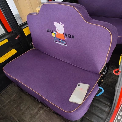 tricycle seat cover Haibao Jinpeng: Electric car cushion - thickened-linen-purple-full-set-for-front-and-back