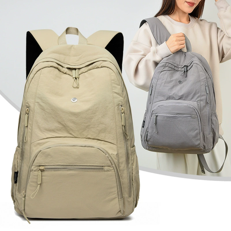 Demi-season waterproof nylon capacious bag, backpack, for import