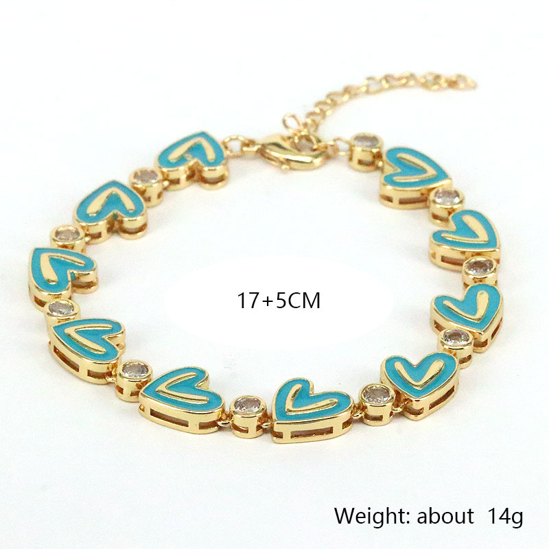 Fashion Heart shape Copper Plating Zircon Bracelets
