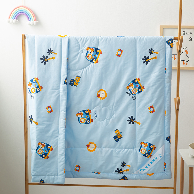 A類新品60支抗菌貢緞純棉夏被幼兒園卡通夏涼被兒童長絨棉空調被