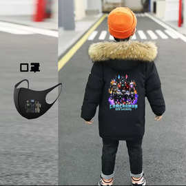 泰坦时钟监控人棉服儿童2024冬季音响电视人帅气男孩加绒加厚外套