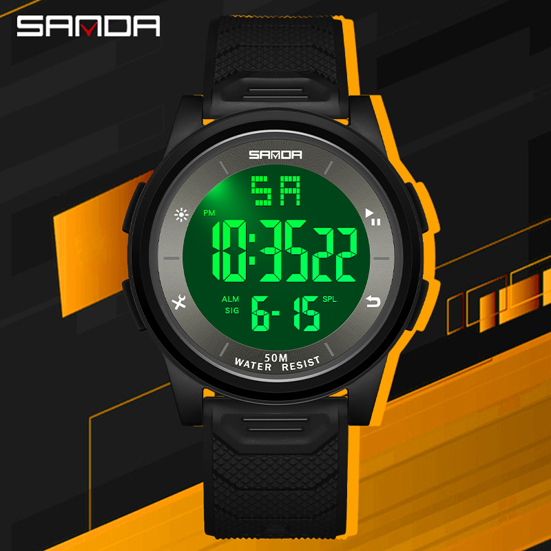 SANDA SANDA un solo movimiento impermeable nocturna reloj electrónico de tendencia juvenil reloj de pulsera de moda para hombres y mujeres