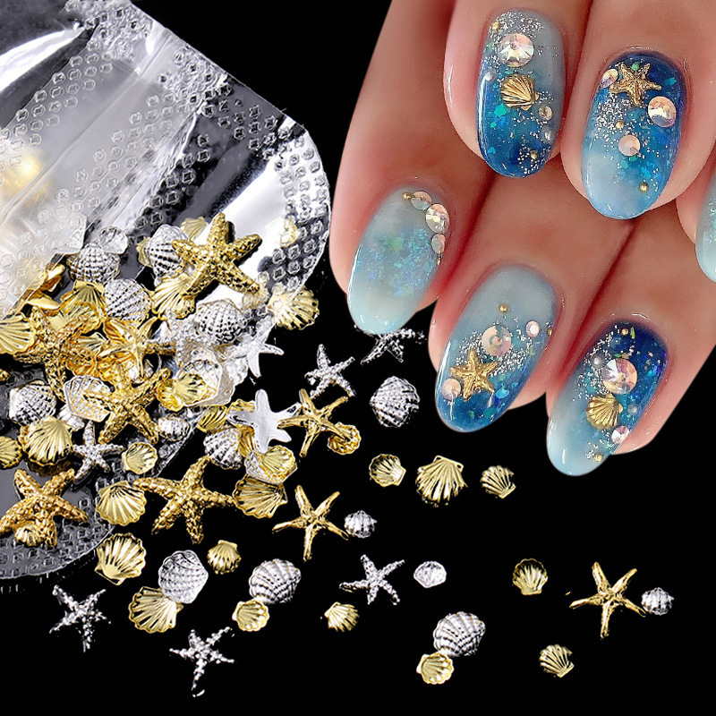 Nail Jewelry Japanese Ocean Series Copper Pieces Marine Rivet Series Shell Conch Metal Nail Patch Nail Jewelry Japanese Ocean Series Copper Pieces Marine Rivet Series Shell Conch Metal Nail Patch