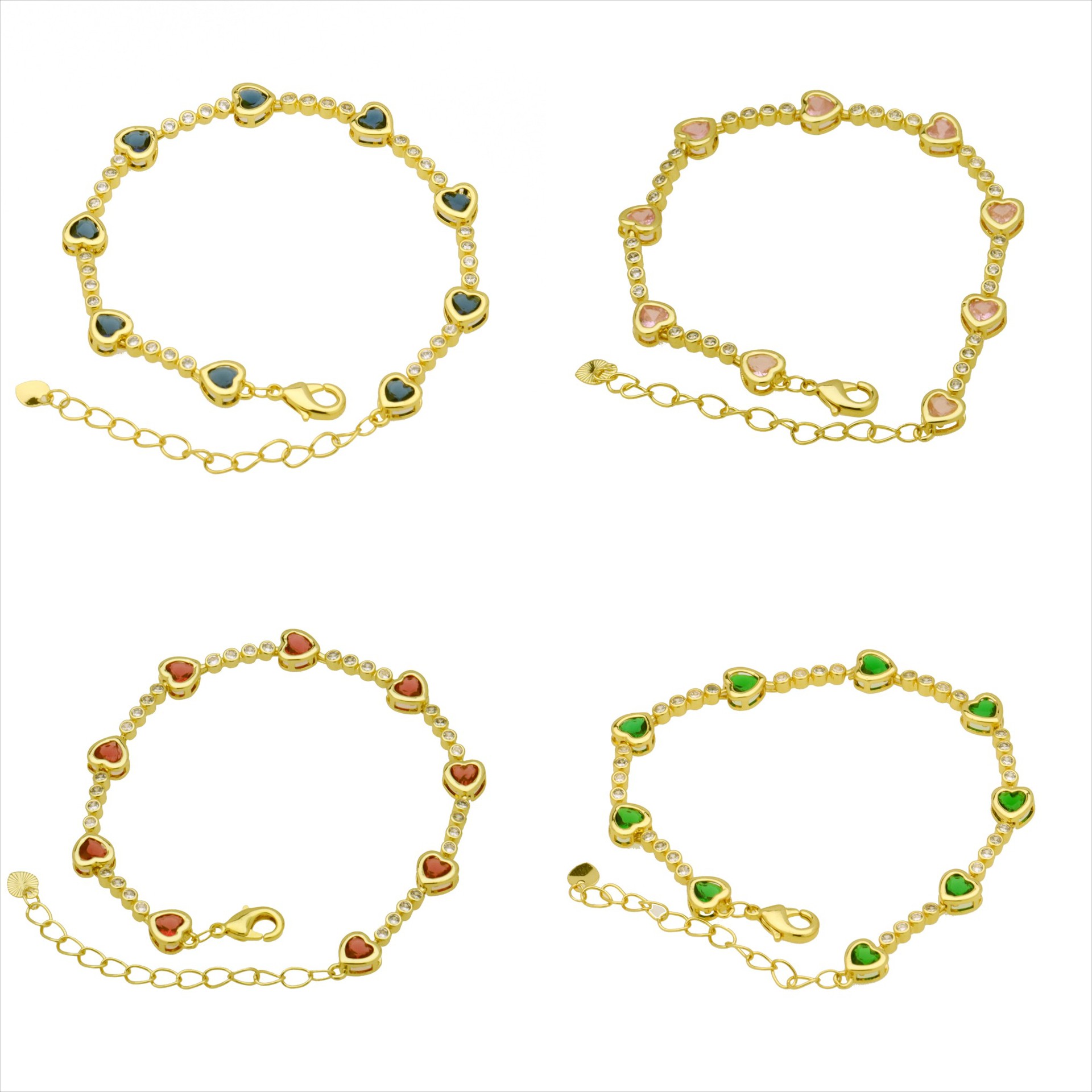 Bracelets Classification Wholesale Jewelry Sweet IG Style Heart Shape Copper Zircon Plating Inlay Bracelets Chain-free
