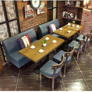 Restaurant, Concert Hall, Bar, Western Restaurant, Cafe, Booth Table and Chair Combination, Solid Wood Retro Dining Chair, Booth Sofa
