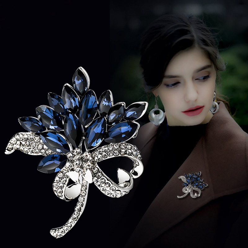 Moda sencilla y versátil damas buckle zircon broche gran broche sintético cristal pectoral buckle accesorios image 1