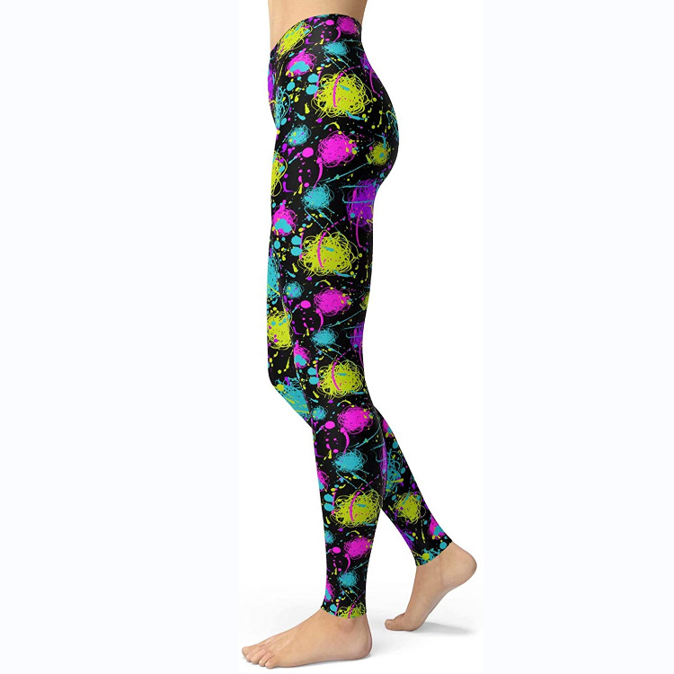 Abbigliamento da donna multicolore stampato slim fit fianchi sollevamento snellente grandi dimensioni corsa yoga fitness leggings_voghion.com
