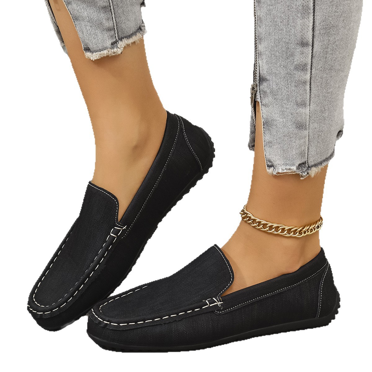 Mocasines Planos para Mujer de Cuero Sintético, Punta Cuadrada, Estilo Retro para Banquete