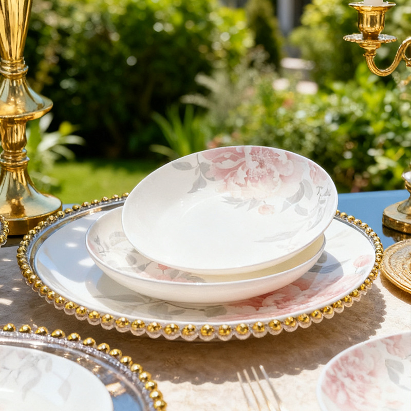 Conjunto de platos de porcelana de hueso, platos caseros, platos de cerámica de color medio esmaltados, platos de cerámica de color medio, nuevos platos chinos