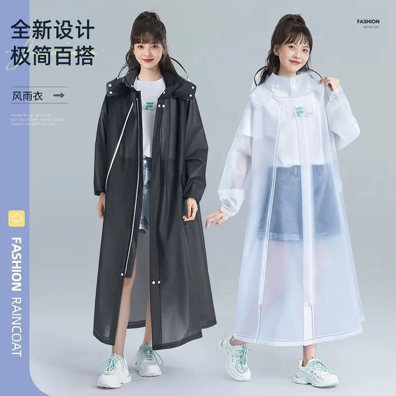 Дождевик, длинный непромокаемый плащ для мужчин и женщин, верхняя одежда для взрослых, универсальное прозрачное пончо на одной молнии для электромобилей