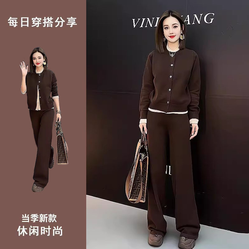 2025 New Spring Fashionable Coffee-Colored Sports Suit for Women, This Year’S Popular Sweatshirt Casual Two-Piece