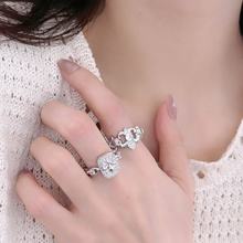 重工微镶细闪鸢尾花锆石戒指女小众独特精致时尚潮流百搭指环戒潮