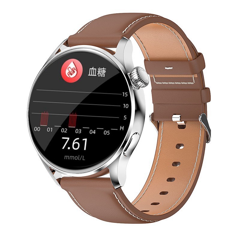 ST5 혈당측정기 실버 브라운 가죽 스트랩 (무선충전)