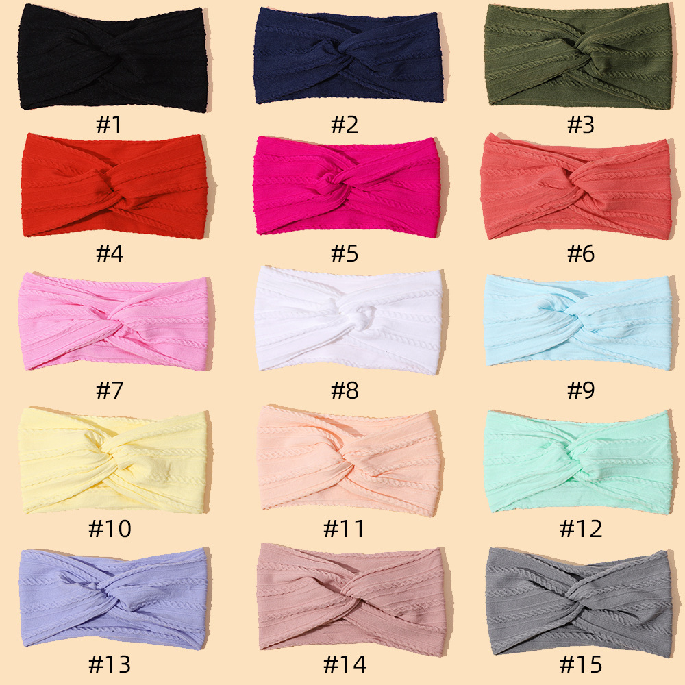 Nya barnhuvudbonader baby vår och sommar korsband baby nylon elastiskt fontanell brett hårband_voghion.com