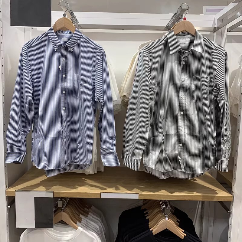 URAZ男装女装质长绒棉条纹衬衫长袖衬衣25新款480647/477640|undefined