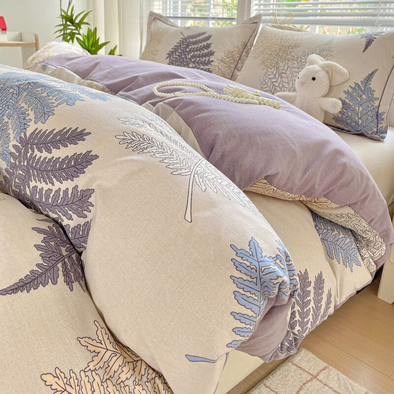 Autumn and Winter Thickened Brushed Cotton Four-Piece Set Pure Cotton Bed Sheet Duvet Cover Fitted Sheet Student Three-Piece Duvet Cover Bedding Set