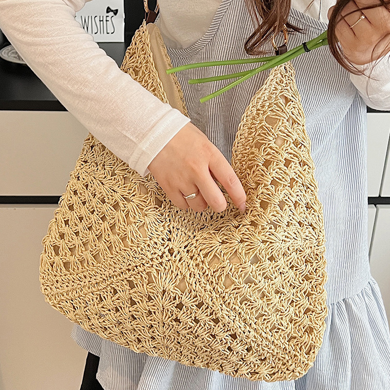 Cross-Border Large Capacity Woven Bag For Women 2026 New Summer Beach Vacation Straw Bag Commuter Shoulder Tote Bag - Thumbnail 3