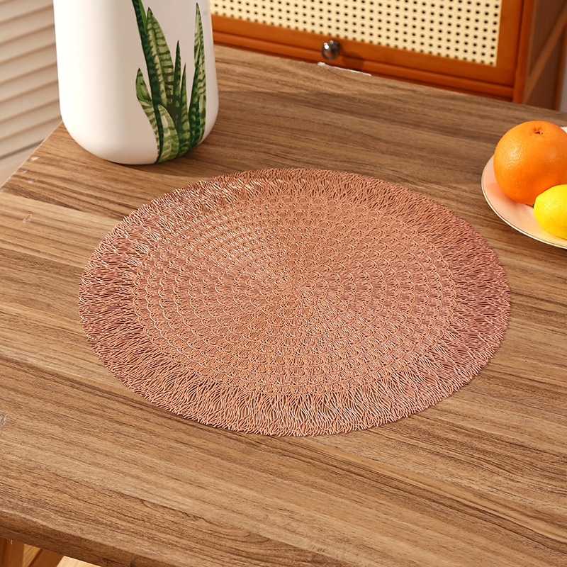 Mantel de PVC redondo de Amazon transfronterizo almohadilla de aislamiento térmico de café creativo Almohadilla impermeable de aislamiento térmico de restaurante de lujo ligero de alta calidad