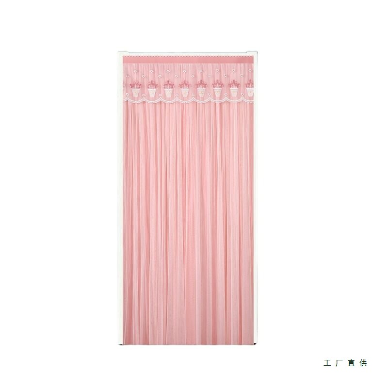 New Double-Open Lace Gauze Door Curtain, Breathable Double-Layer Anti-Privacy Household Punch-Free Partition Curtain, Bedroom Anti-Mosquito