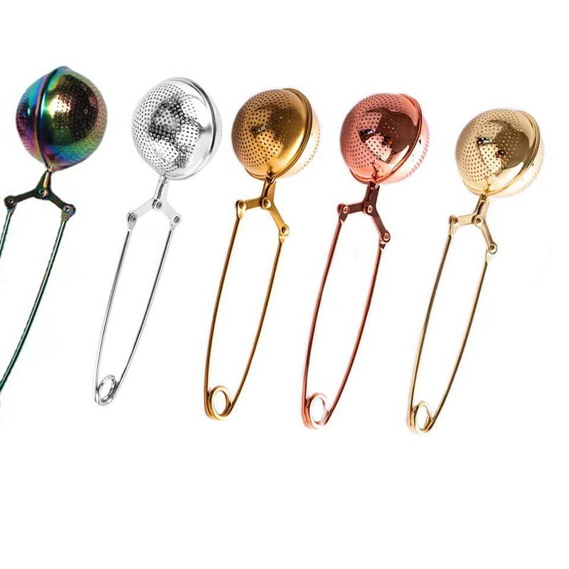 Manufacturer's Ready-Made Cross-Border Hand-Clip Tea Ball 304 Stainless Steel Creative Clip-Handled Tea Leakage Tea Artifact Wedding Gift Tea