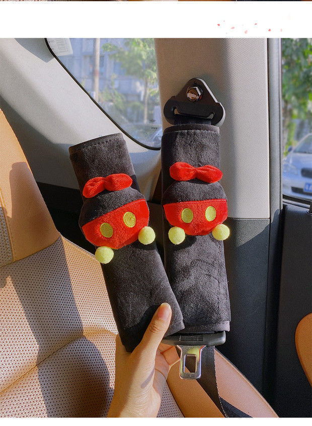 Car Seat Belt Shoulder Cover Car Creative Cute Cartoon Soft Pair of Plush Protective Cover Four Seasons Car Accessories