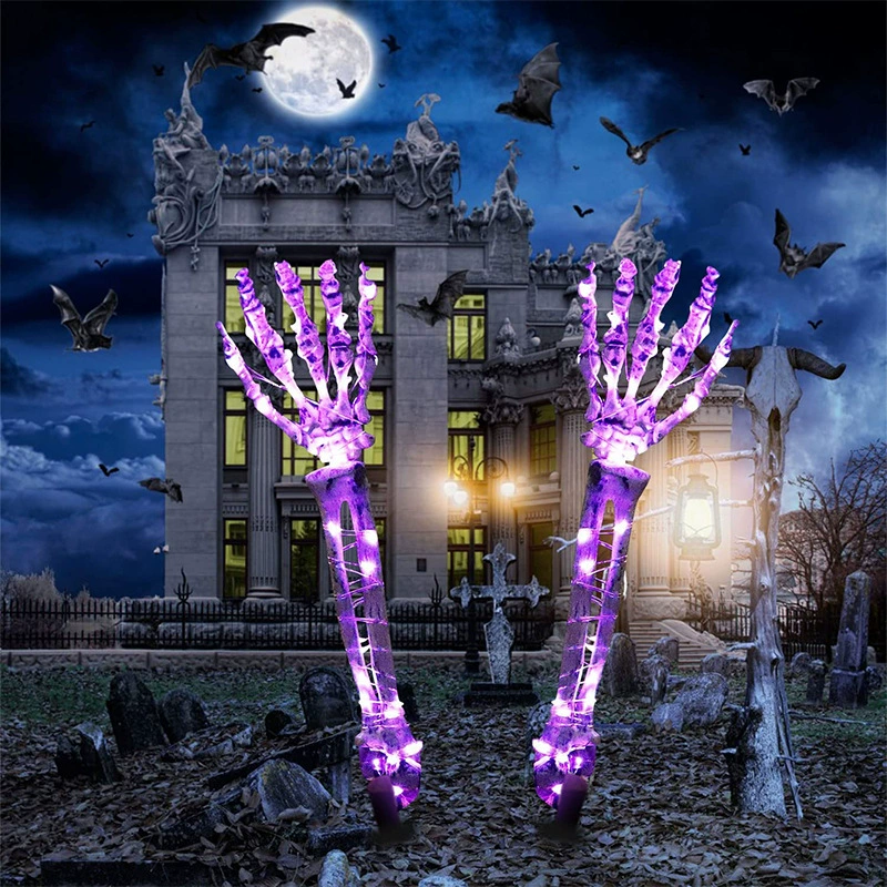 Halloween Skull Decoration Set (SOURCE FACTORY) — Luminous Skull & Hands, 3-piece Ornamental Prop