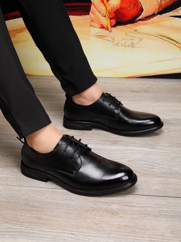 Giày da nam công sở đế mềm mũi tròn — Màu nâu, Màu đen chi tiết 6
